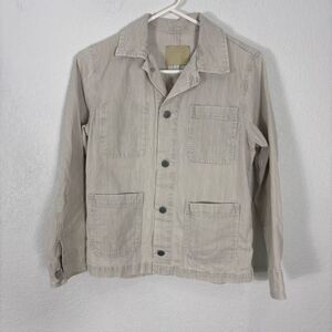 AG Adriano Goldschmied Grey & White Pin Striped Denim Jacket Size Small